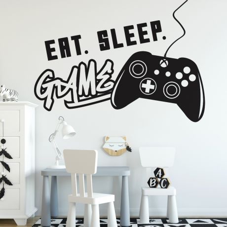 Eat Sleep Game Controller Video Gaming Zone Wall Stickers