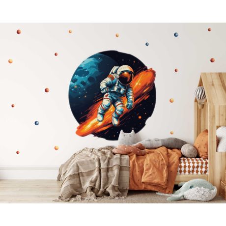 Astronaut In Outer Space Premium Quality Wall Stickers for Nursery Decor