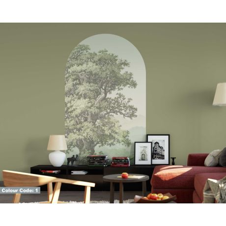Beautiful Pastel Color Forest Illustration Arch Wall Stickers for Bedroom Decor