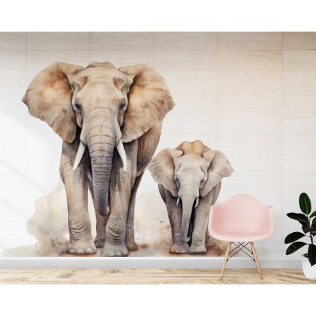 Best Beautiful Elephant And Baby Elephant Vinyl Wall Stickers For Nursery Decor