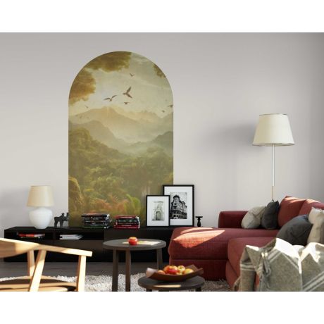 Beautiful Fog Old Classical Mountain Arch Wall Stickers for Bedroom Decor 