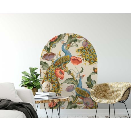 Best Beautiful Peacock and Flowers in Arch Wall Stickers for Bedroom Decor