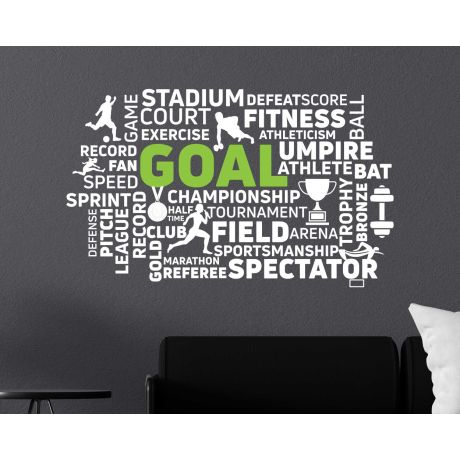 Goals Word Cloud Collage Motivational Quotes Vinyl Wall Stickers