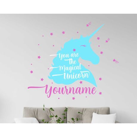 Custom Name Magical Unicorn Vinyl Decal For Spread Positive Vibes Daily