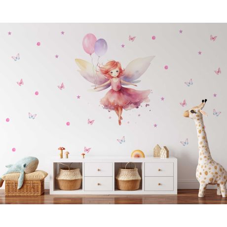 Cute Fairy Girl Watercolor Wall Stickers for Children Room Decor