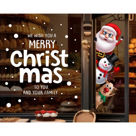 Cute Santa Claus Celebrate Christmas Window Decorative Stickers