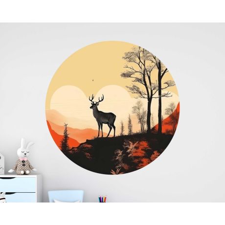 Deer Standing In The Middle Of A Forest Wall Sticker For Nursery Decoration