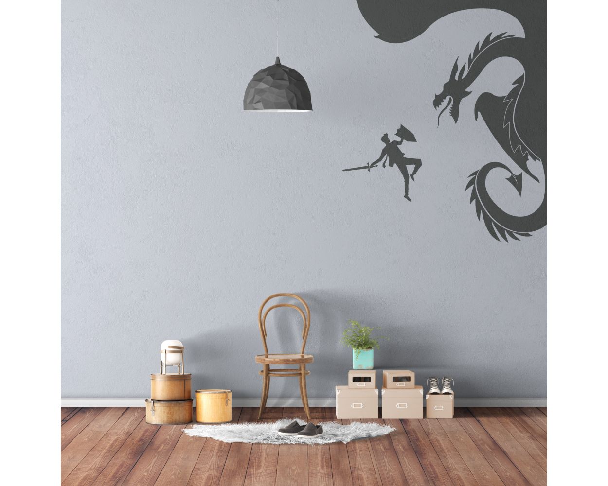Dragon and Warrior Wall Art Decor for Child Room Wall Decals. shop now