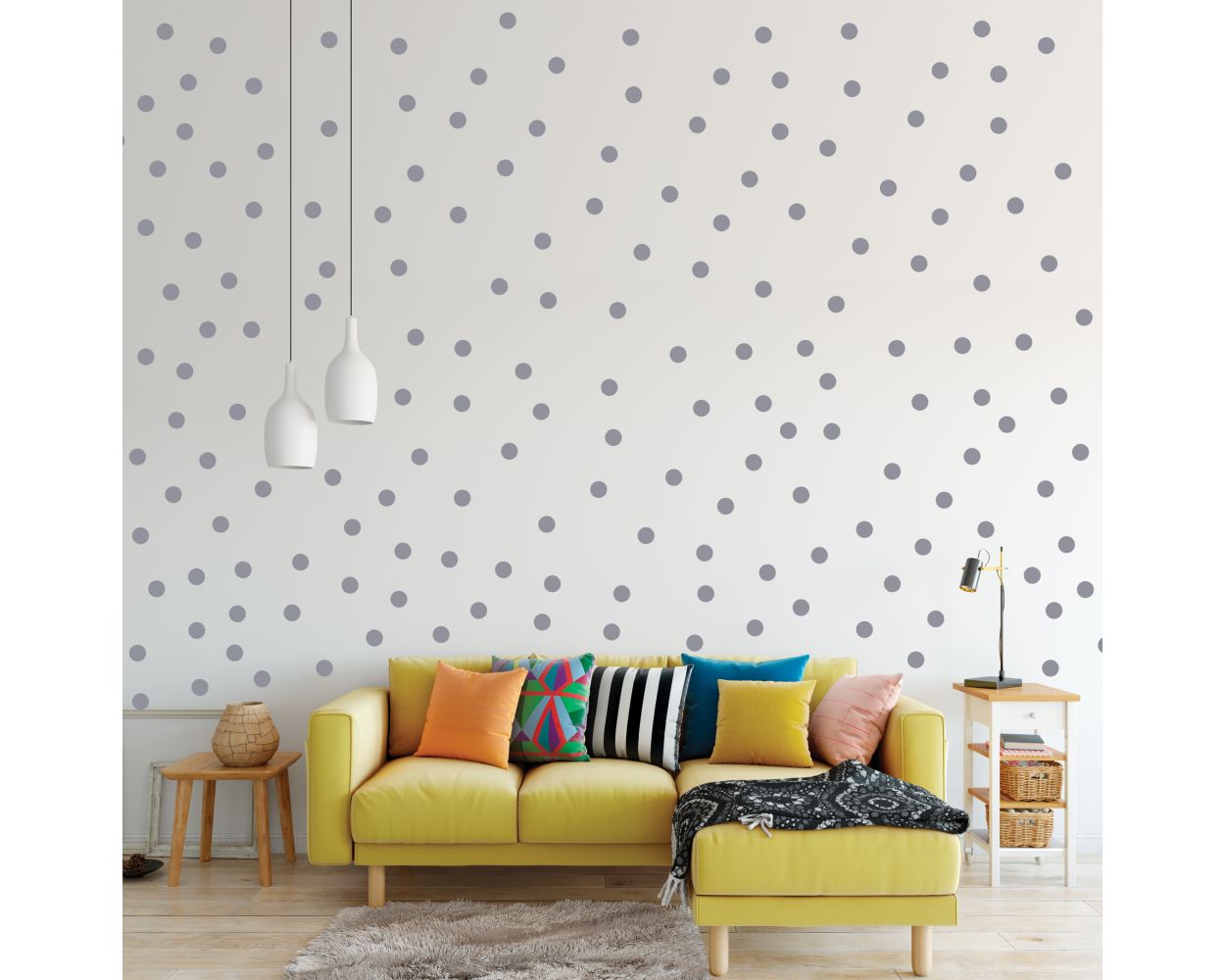 Beautiful Polka Dots Pattern Vinyl Boho Wall Decals for Bedroom Wall Decor