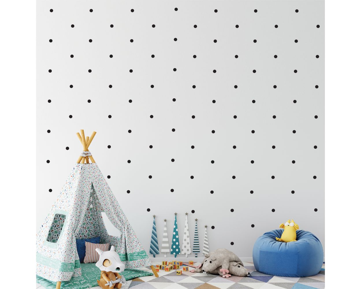 Beautiful Polka Dots Pattern Vinyl Boho Wall Stickers for Bedroom Wall Decor