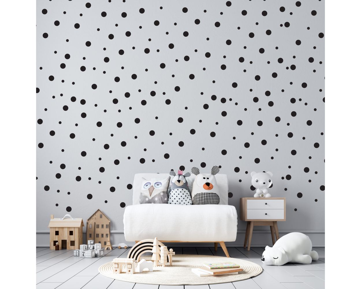 Best Mixed Size Polka Dots Pattern Vinyl Wall Decals for Bedroom Wall Decor 