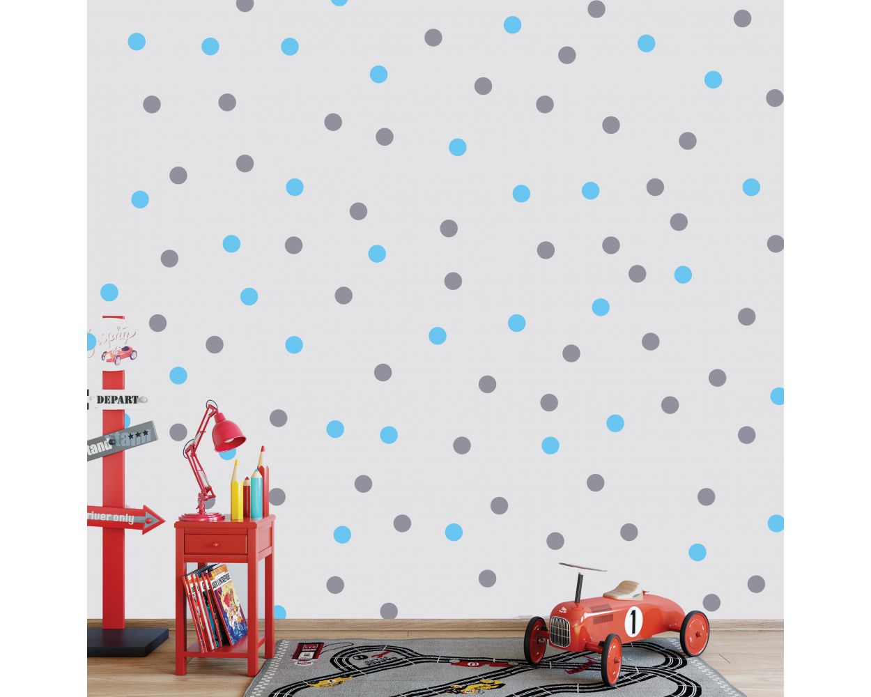 Best Mixed Colour Giant Polka Dots Pattern Vinyl Wall Stickers 