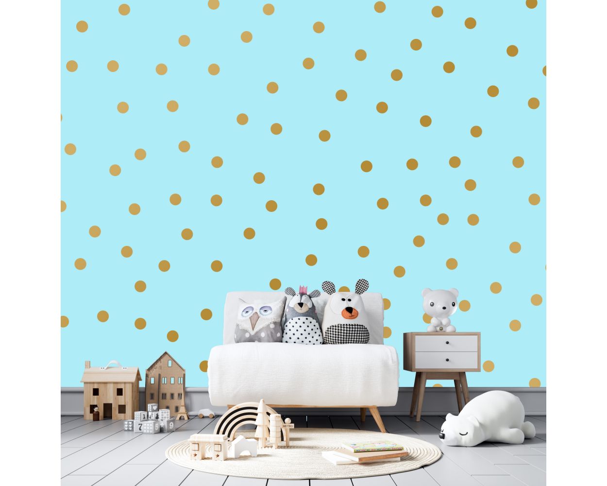 Best Beautiful Metallic Gold Giant Polka dot Pattern Vinyl Wall Stickers