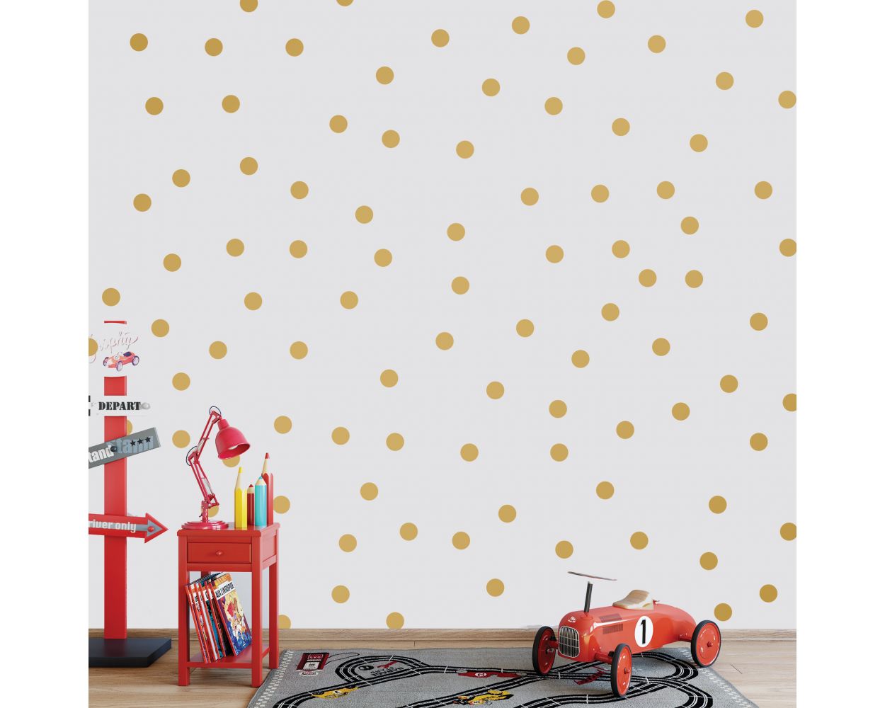 Best Beautiful Metallic Gold Giant Polka dot Pattern Vinyl Wall Decals for Kids Bedroom Wall Decor
