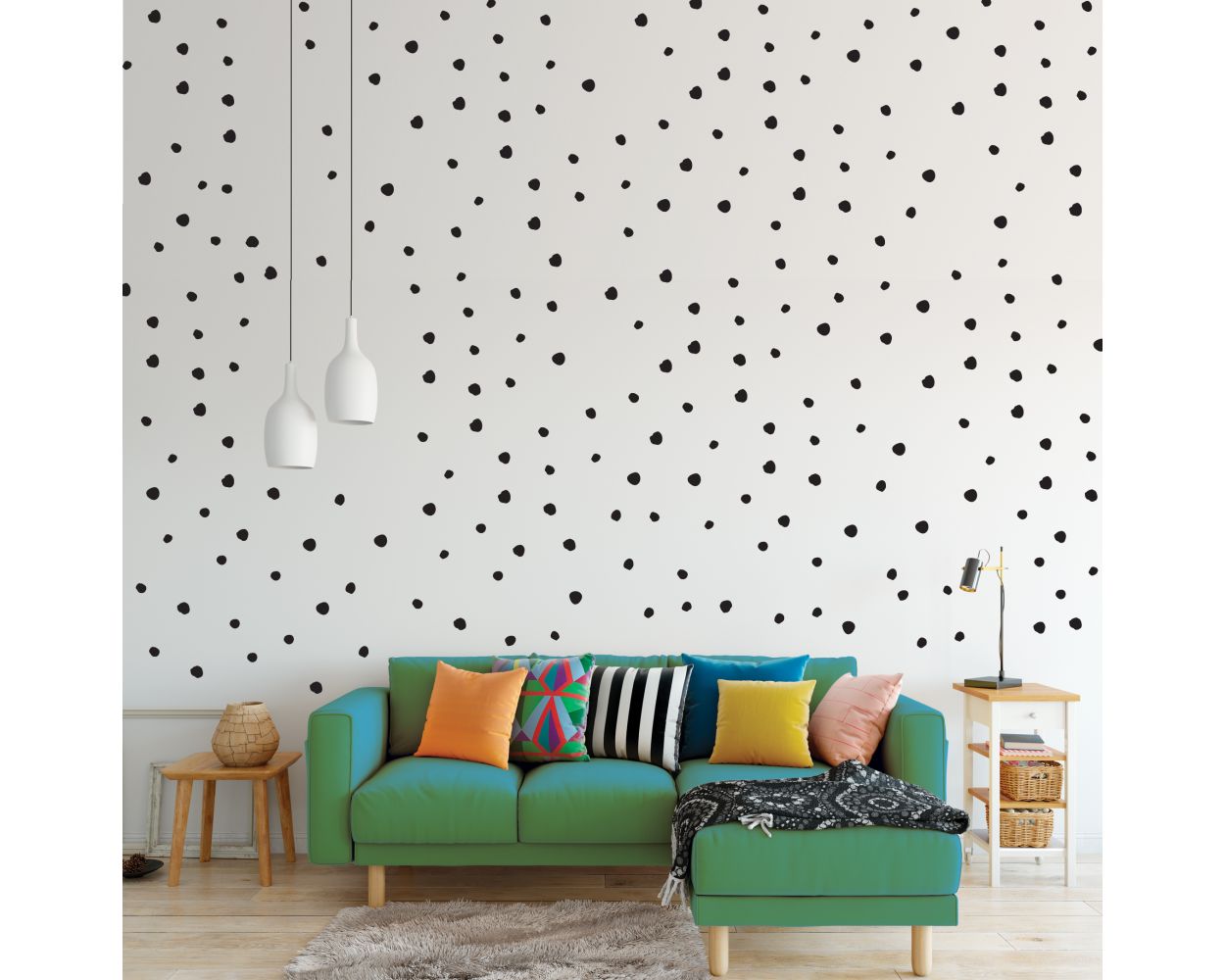 Best Beautiful Hand Drawn Polka dots Pattern Vinyl Wall Stickers for Kids Bedroom Wall Decor