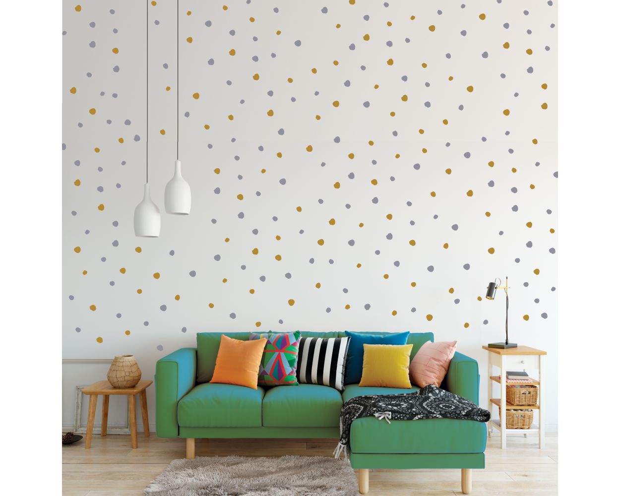 Best Beautiful Hand Drawn Mixed Colours Polka dots Pattern Vinyl Wall Stickers for Kids Bedroom Wall Decor