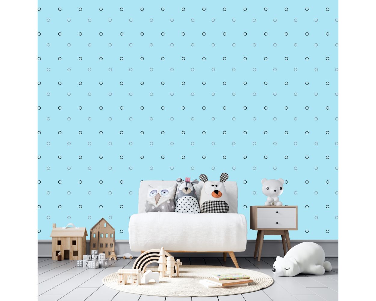 Mixed Colour Outlined Polka dots Pattern Wall Decals