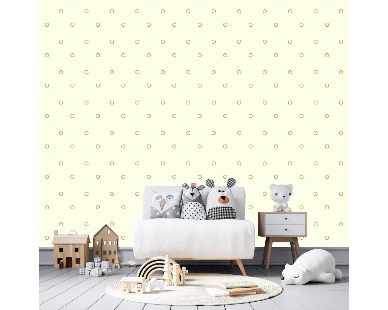 Best Beautiful Metallic Gold Outlined Polka dots Pattern Vinyl Wall Decals