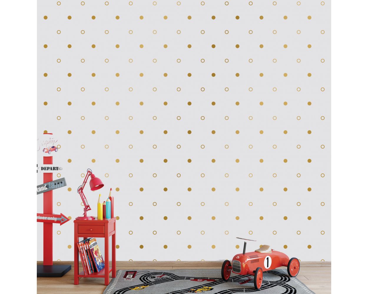 Best Beautiful Metallic Gold Dots, Outlined Polka dots Pattern Wall Stickers 
