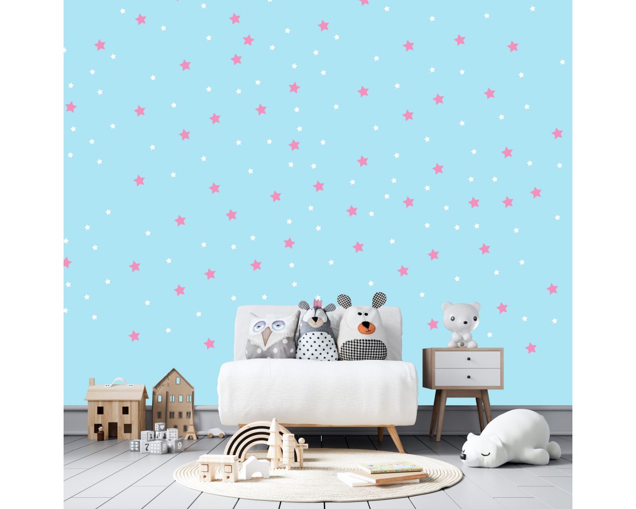 Beautiful Mixed Size Stars Pattern Vinyl Wall Decals