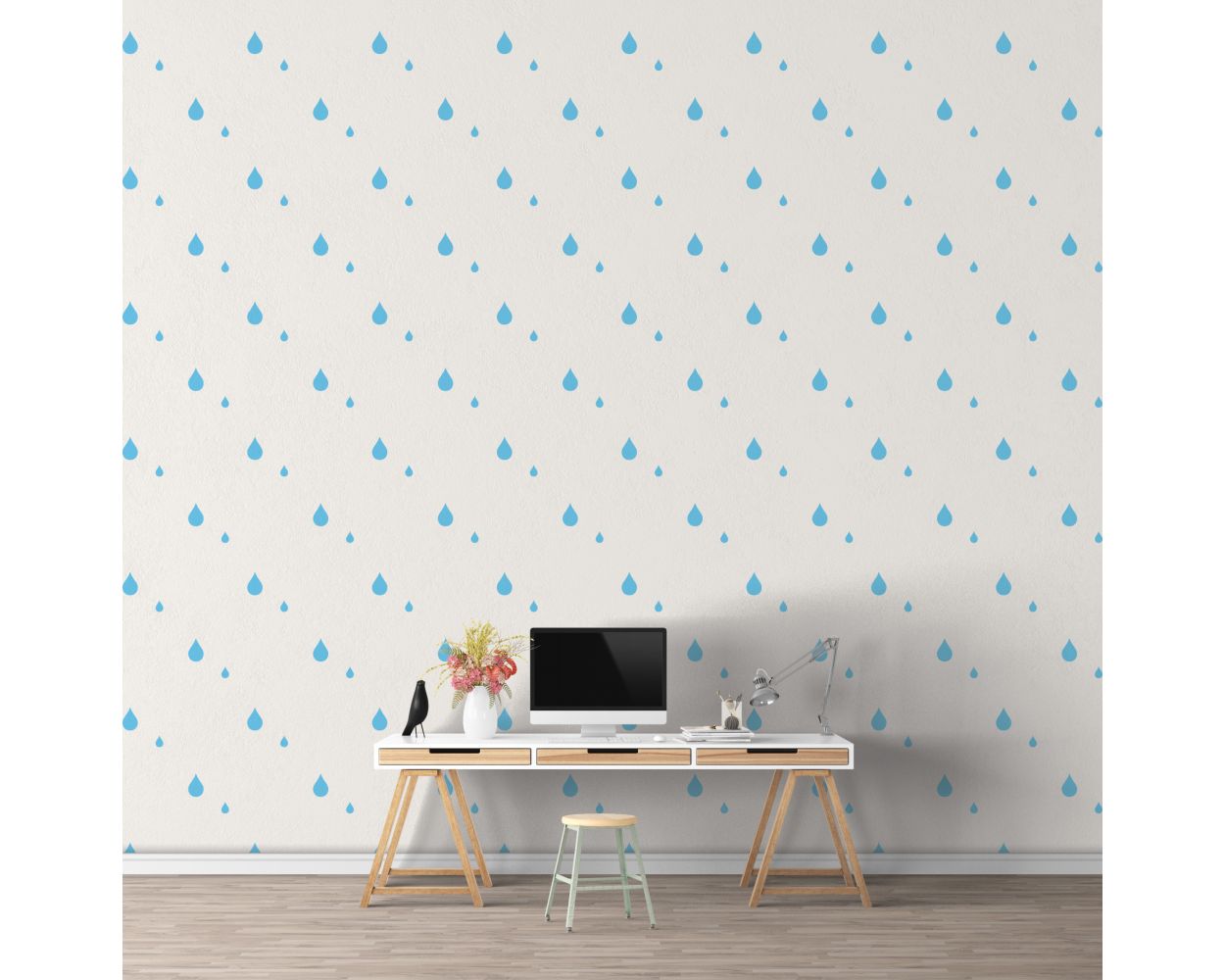 Best Mixed Size Raindrops Pattern Vinyl Wall Decals for Room Wall Decor 