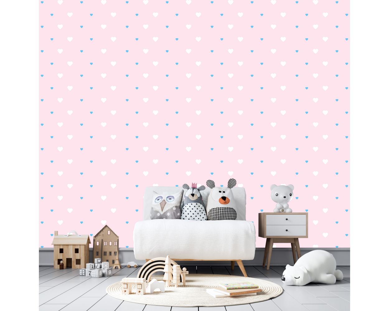Beautiful Mixed Size Hearts Pattern Vinyl Wall Decals
