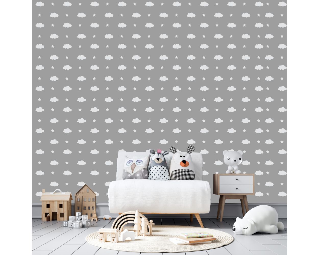 Best Beautiful Clouds & Stars Pattern Vinyl Wall Decals for Bedroom Wall Decor 