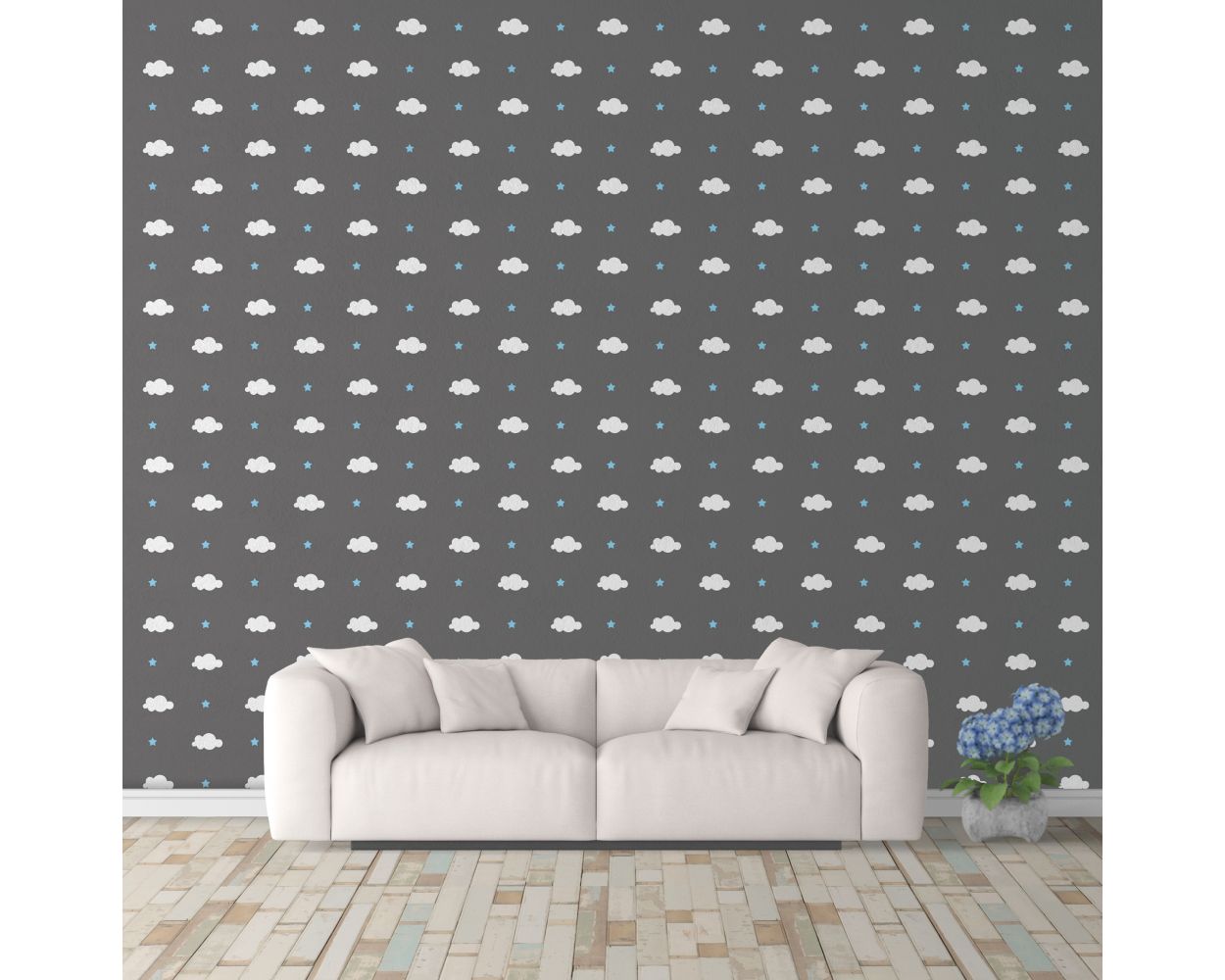 Best Beautiful Clouds & Stars Pattern Vinyl Wall Decals for Bedroom Wall Decor