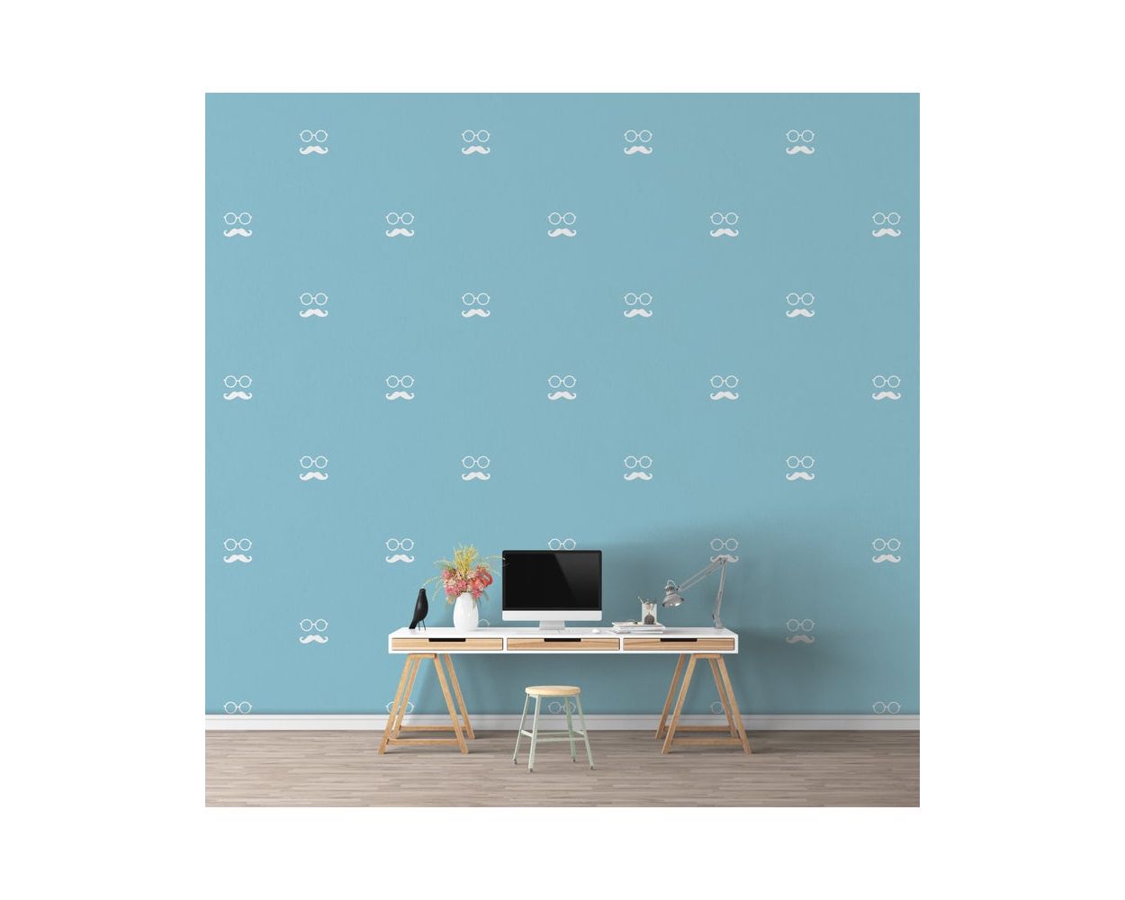 Best Style Moustache With Glasses Vinyl Wall Stickers