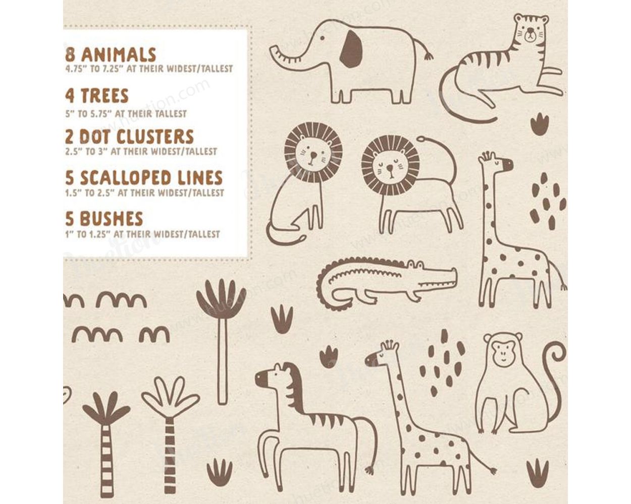 Beautiful Metallic Gold Jungle Animal Vinyl Wall Stickers for Nursery Wall Decor