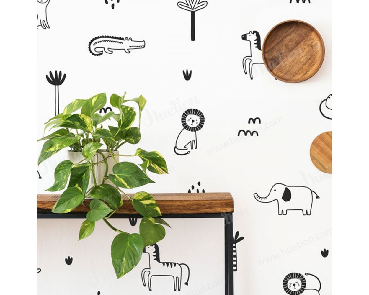 Beautiful Metallic Gold Jungle Animal Vinyl Wall Stickers for Bedroom Wall Decor