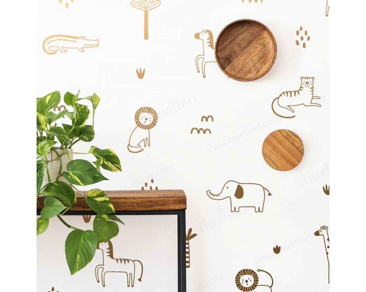Beautiful Metallic Gold Jungle Animal Vinyl Wall Decals for Bedroom Wall Decor