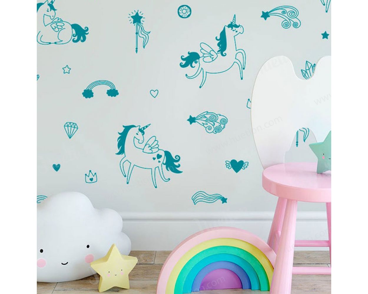 Beautiful Metallic Gold Magical Unicorn Vinyl Wall Decals for Kids Bedroom Wall Decor