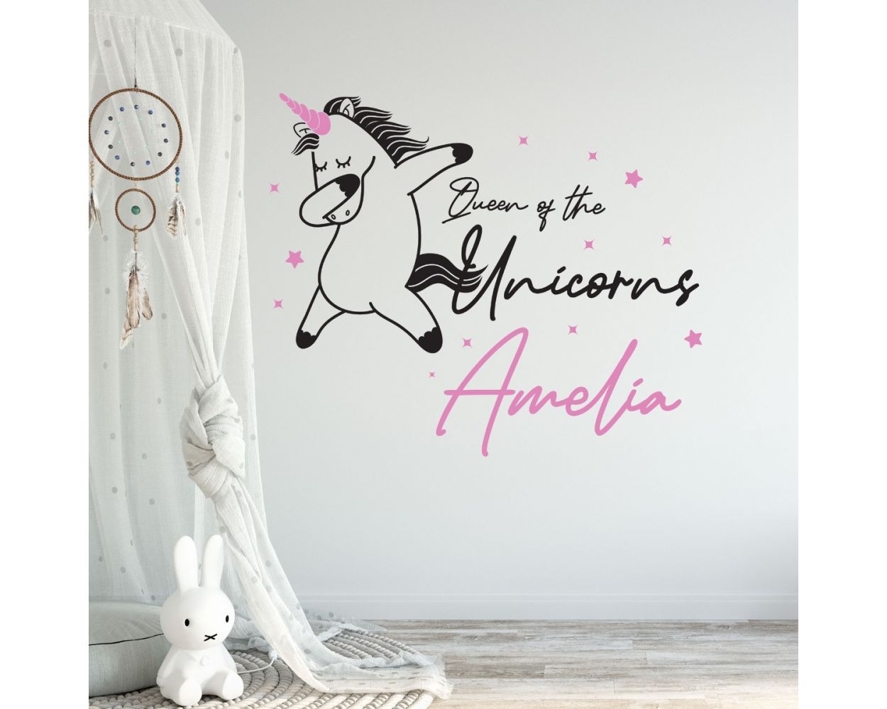 Beautiful Unicorn Themed Custom Girl Name Wall Decals for Kids Bedroom wall Decor