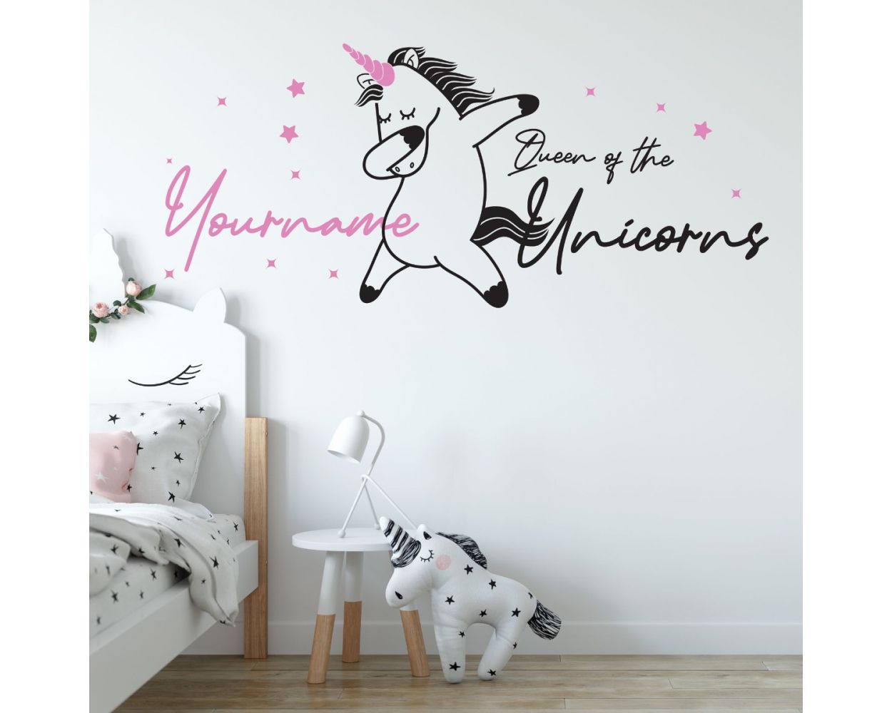 Beautiful Unicorn Themed Custom Girl Name Wall Decals for Nursery wall Decor