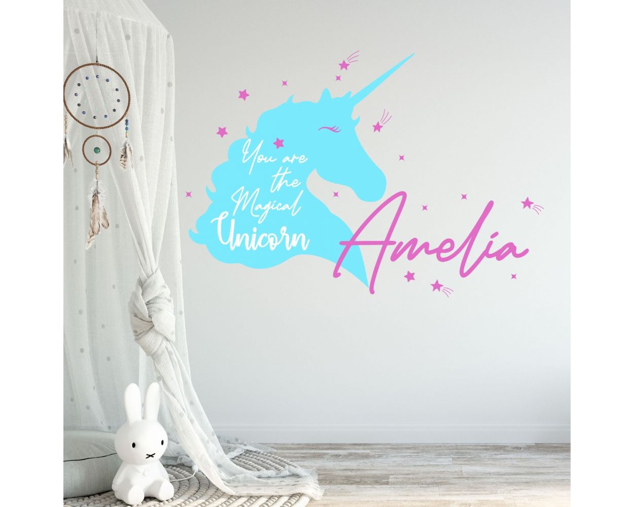 Best Unicorn Themed Custom Girl Name Vinyl Wall Decals for Kids Bedroom Wall Decor