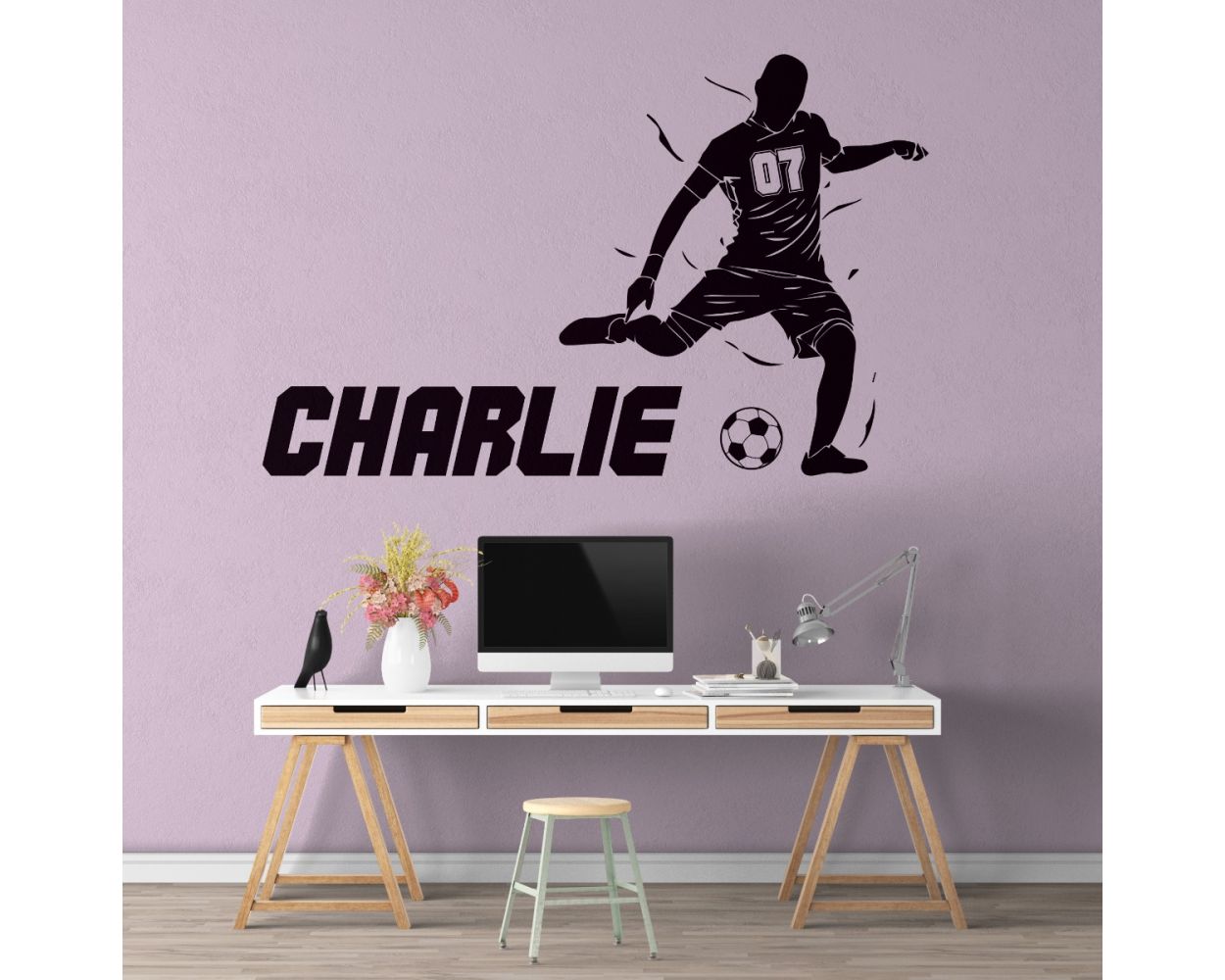 Custom Name & Jersey Number Boys Gaming Room Football Wall Decals