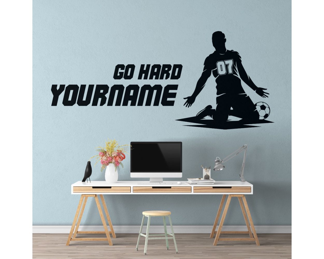 Personalised Name & Jersey Number Wall Decal | Huetion
