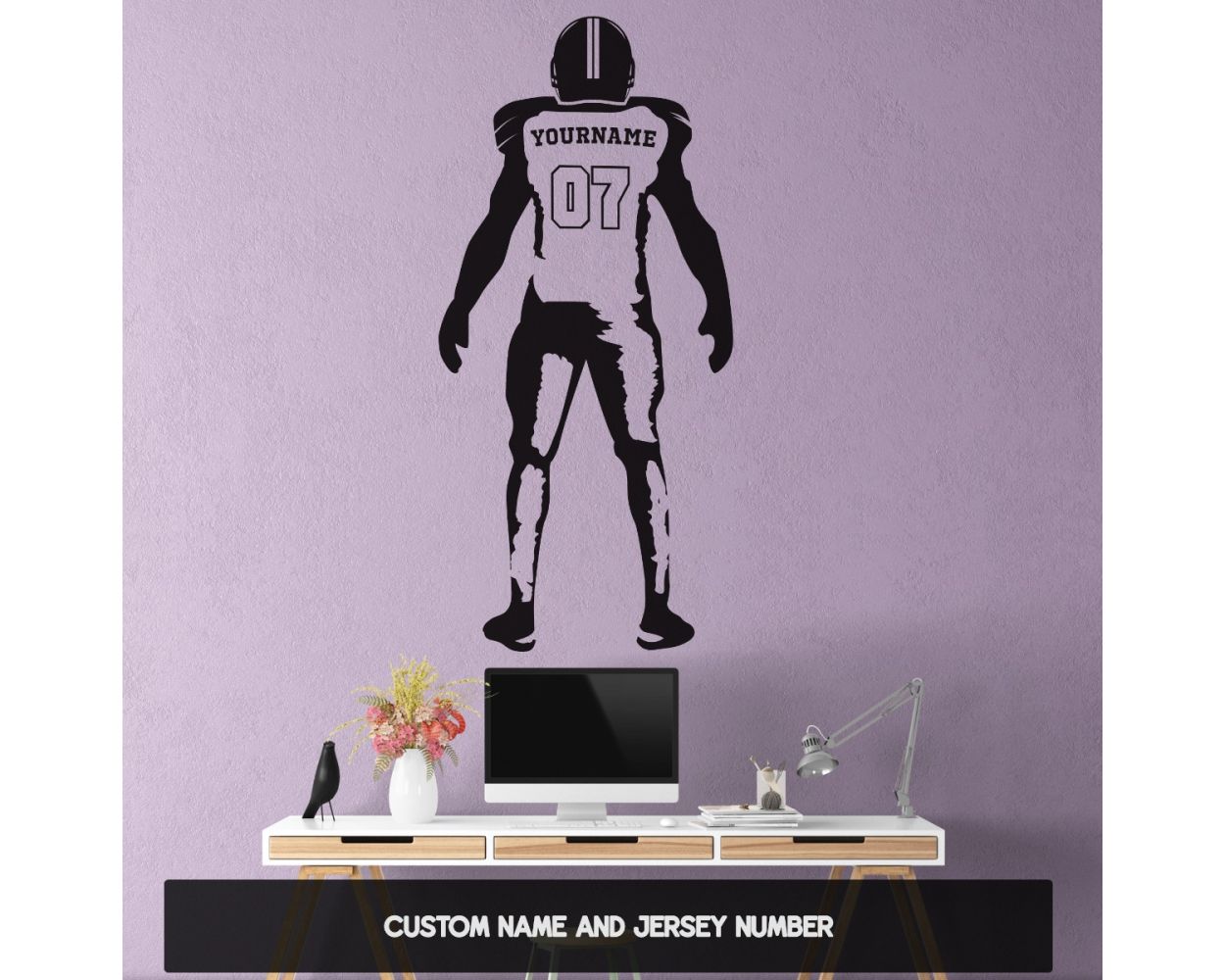 American Football Personalised Name & Jersey Number Stickers 