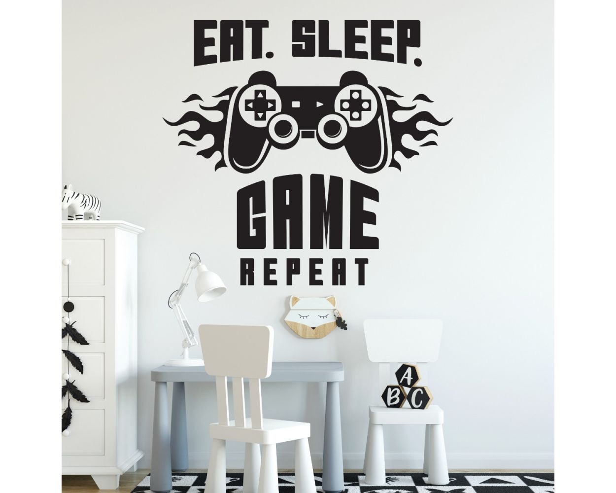Eat Sleep Game Repeat Wall Stickers For Gaming Room Decor