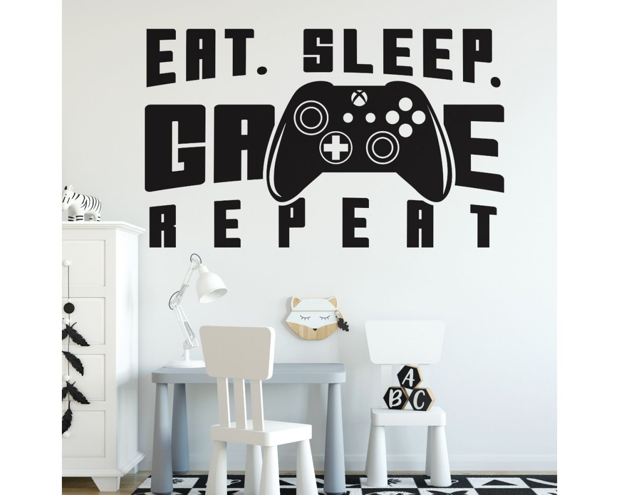 Eat Sleep Game Repeat Wall Decals For Gaming Room Decor