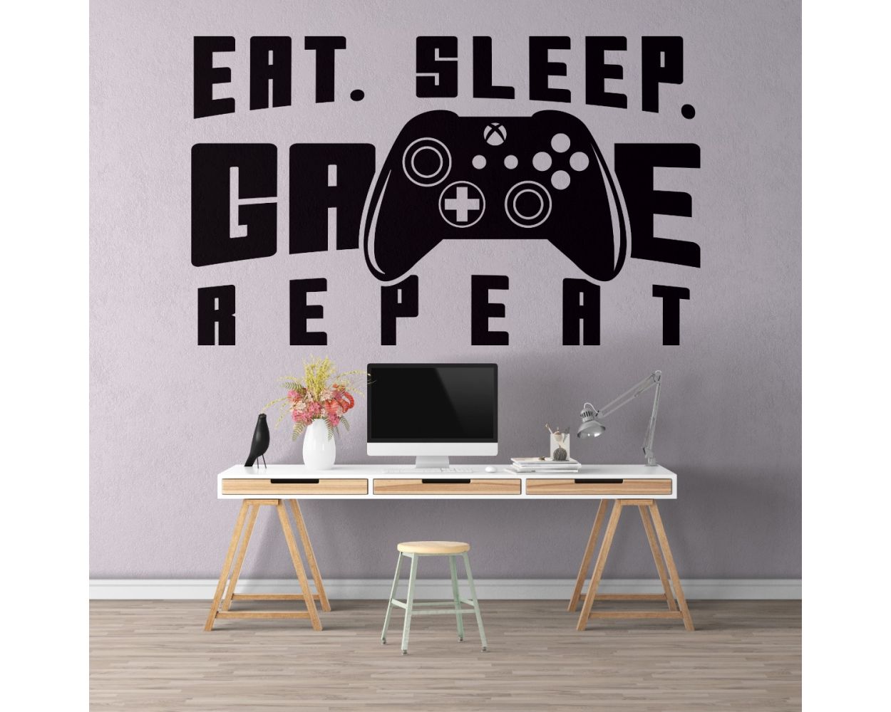 Eat Sleep Game Repeat Wall Stickers For Gaming Room Decor