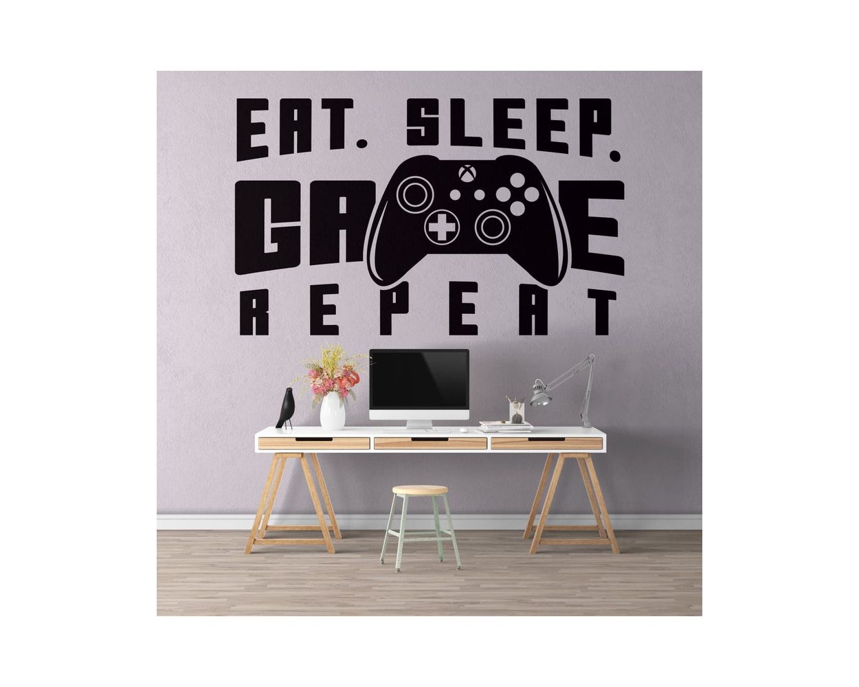 Best Eat Sleep Game Repeat Vinyl Wall Decals For Gaming Room Decor