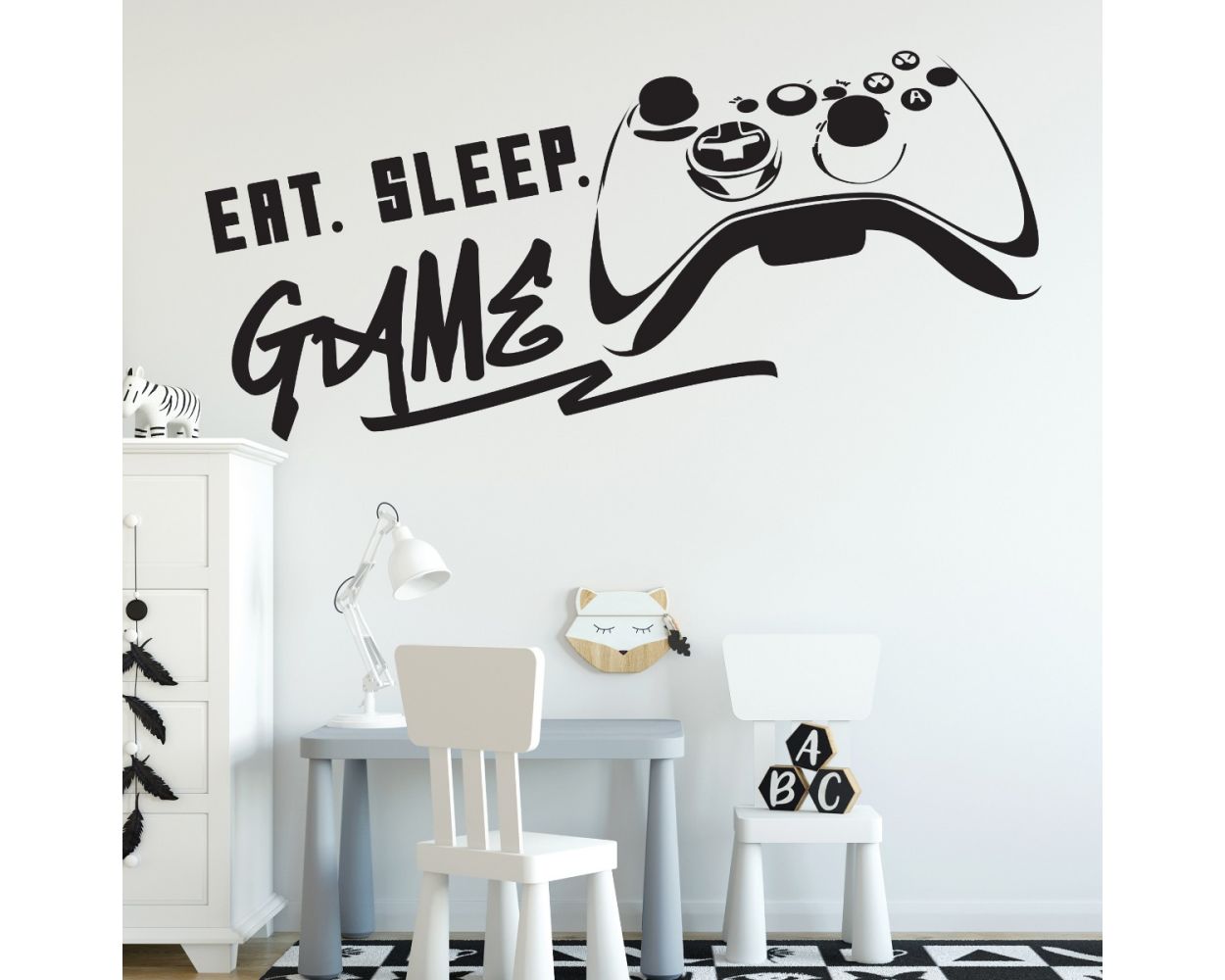 Eat Sleep Game Controller Video Gaming Zone Wall Stickers for gaming room wall decor