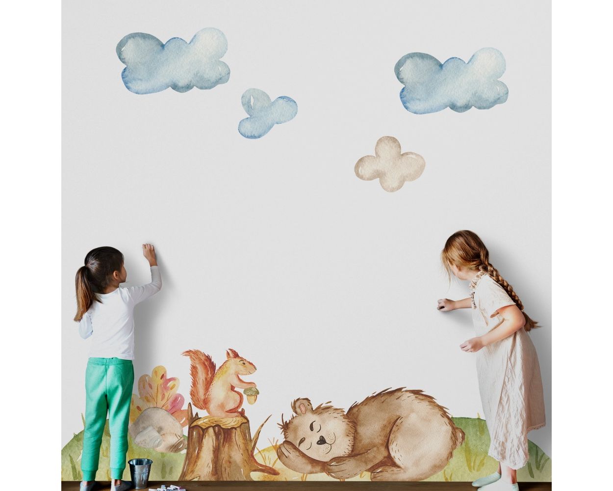 Cute Squirrel Vinyl Wall Decals for Nursery Wall Decor