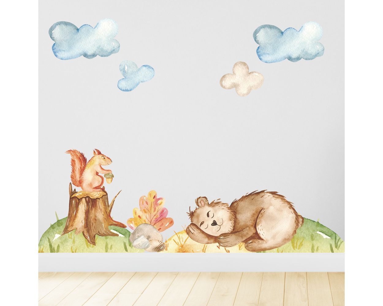 Cute Squirrel Vinyl Wall Stickers for Kids Bedroom Wall Decor