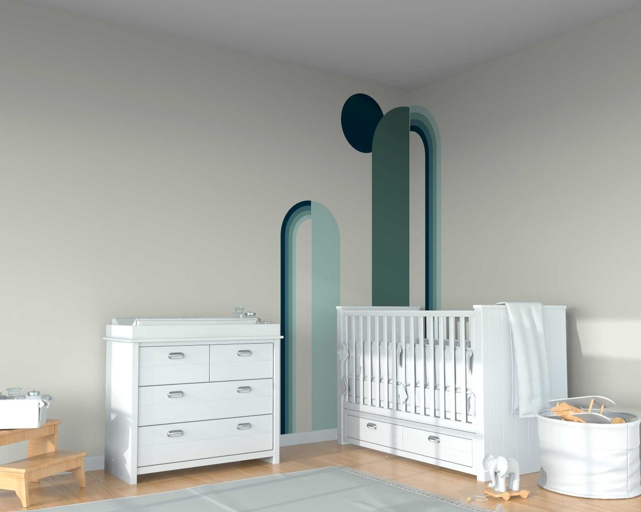 Circle And Two Abstract Boho Arch Wall Stickers For Bedroom Decoration 