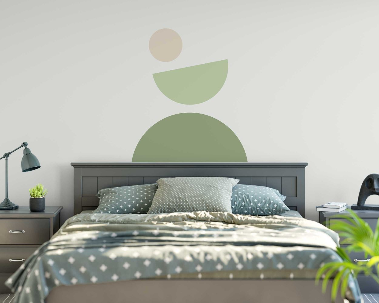 Abstract Circle And Half Circle Shape Boho Wall Stickers For Bedroom Decoration 