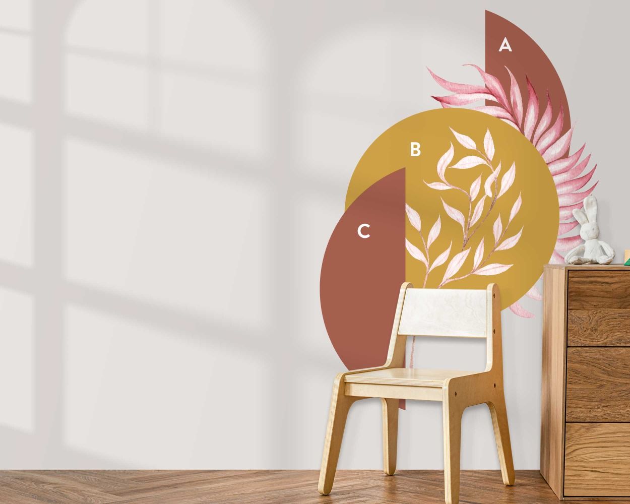 Abstract Tropical Leaves And Circle Vinyl Wall Stickers