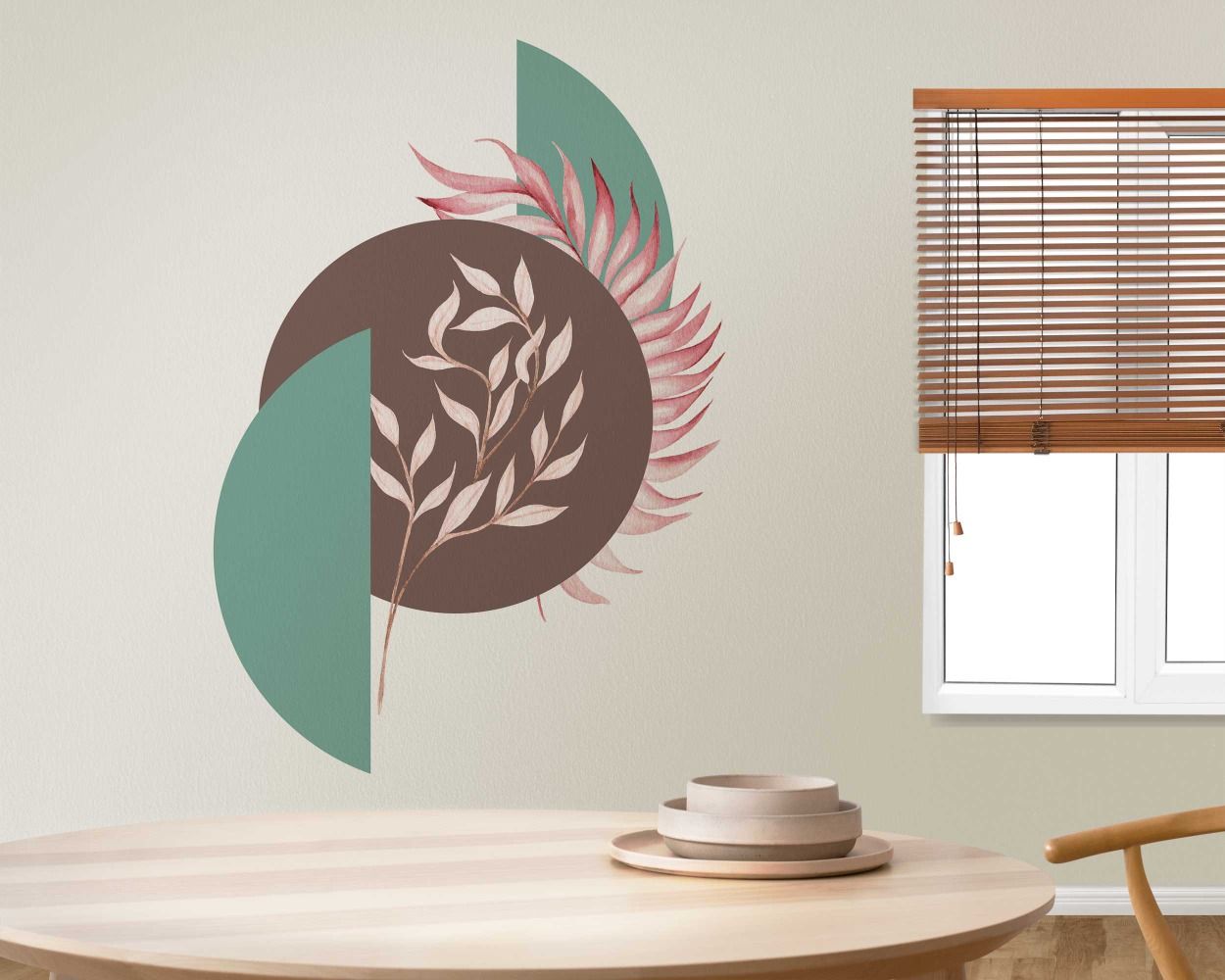 Abstract Tropical Leaves And Circle Vinyl Wall Decals